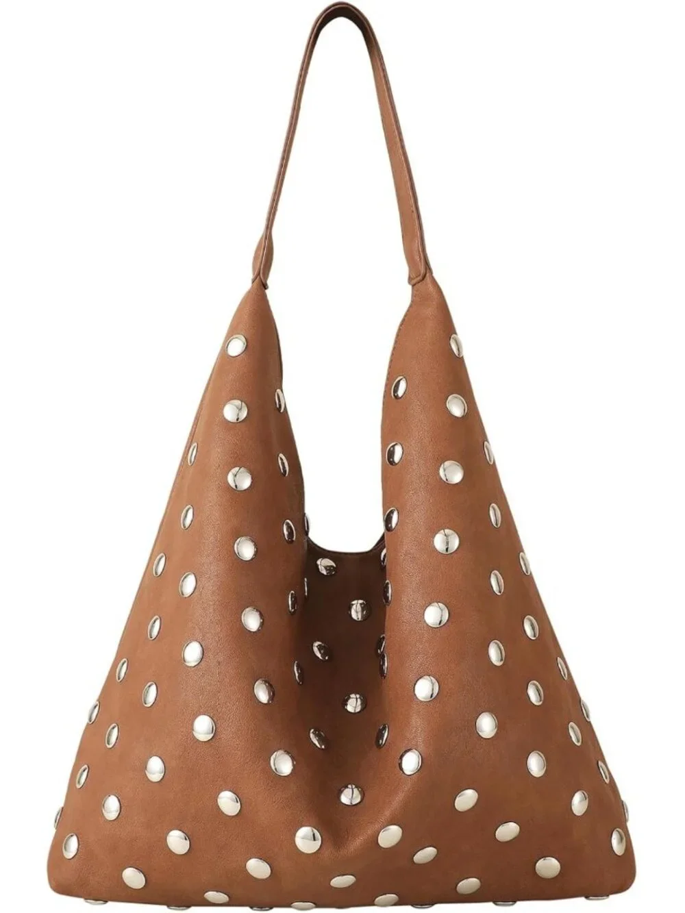 Stylish Studded Hobo Purse - Leather Tote Bag, Rivet Shoulder Handbag for Women